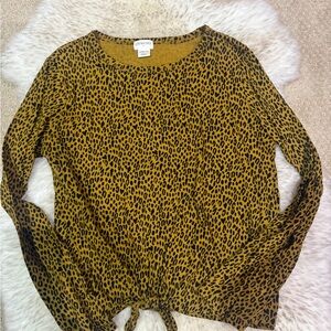 Crewcuts Yellow and Black Leopard Print Long Sleeve Tee